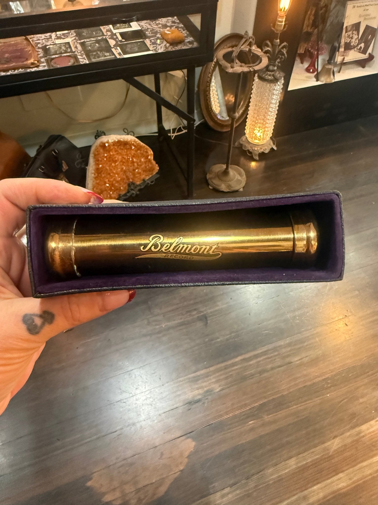 Antique Belmont Brass Casket Records Cask - Loved To Death
