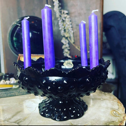 Antique Black Amethyst Glass Candleholder - Loved To Death