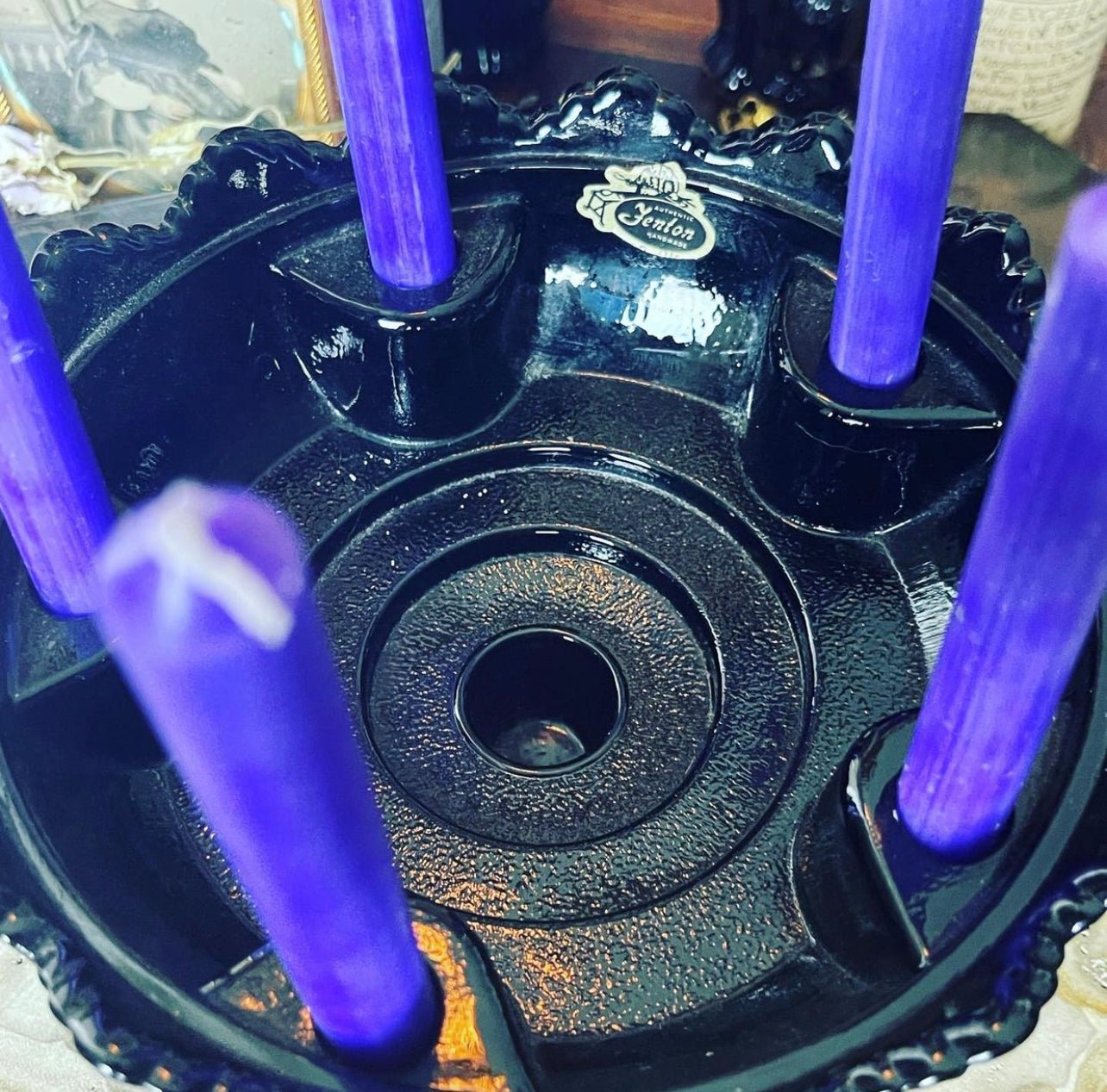 Antique Black Amethyst Glass Candleholder - Loved To Death