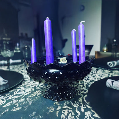 Antique Black Amethyst Glass Candleholder - Loved To Death