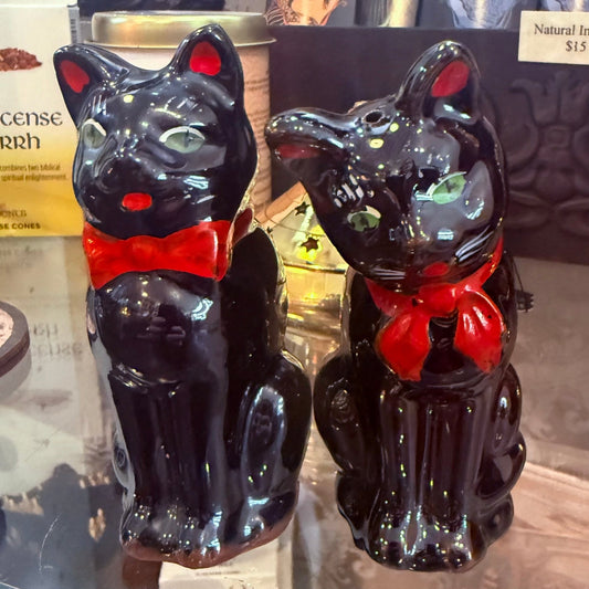Antique Black Cat Salt & Pepper Shakers - Loved To Death