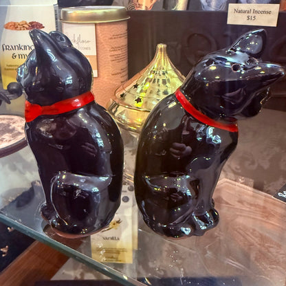 Antique Black Cat Salt & Pepper Shakers - Loved To Death