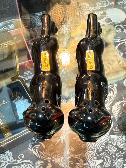 Antique Black Cat Salt & Pepper Shakers - Loved To Death