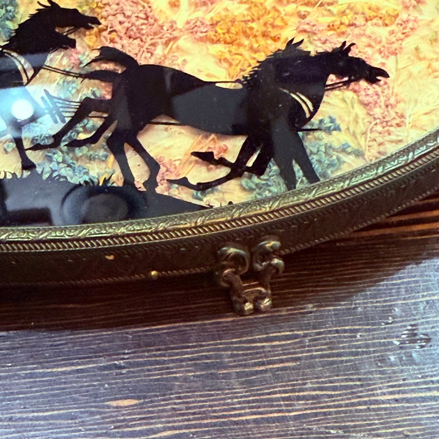 Antique Covered Wagon Horse Carriage Hand Painted Milkweed Tray - Loved To Death