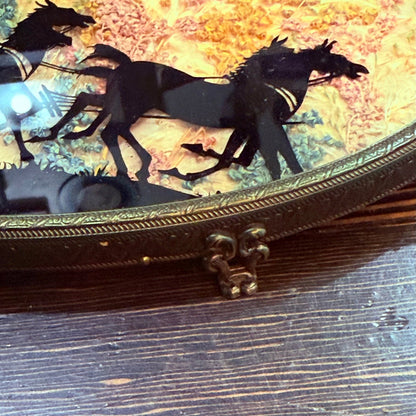 Antique Covered Wagon Horse Carriage Hand Painted Milkweed Tray - Loved To Death