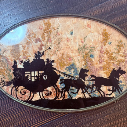Antique Covered Wagon Horse Carriage Hand Painted Milkweed Tray - Loved To Death