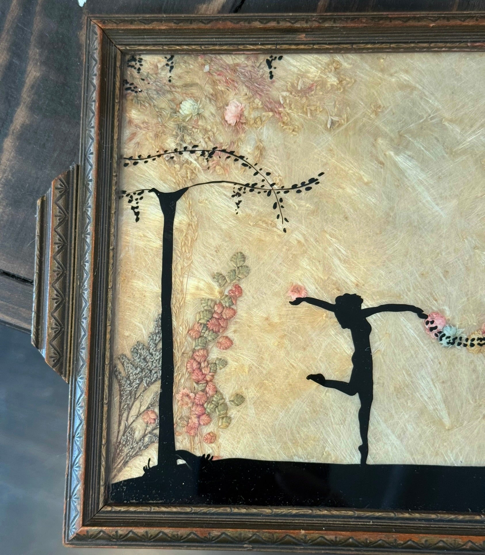 Antique Dancing Nymphs Women Hand Painted Milkweed Tray - Loved To Death
