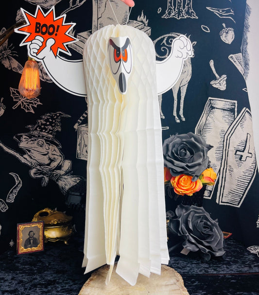 Antique Halloween Boo Ghost Tissue Streamer Diecut Hanger - Loved To Death