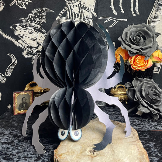 Antique Homeycomb Large 3D Black Spider Diecut Halloween Decor - Loved To Death