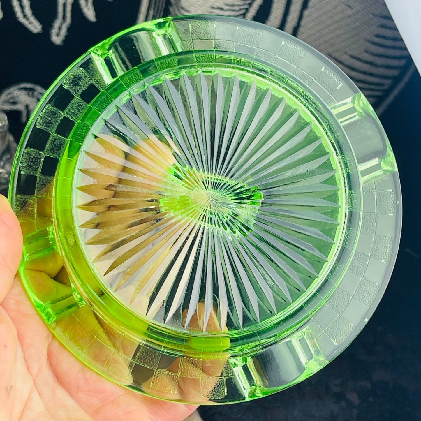 Antique Uranium Glass Ashtray - Loved To Death