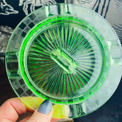 Antique Uranium Glass Ashtray - Loved To Death