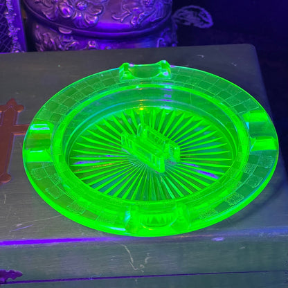 Antique Uranium Glass Ashtray - Loved To Death