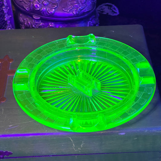 Antique Uranium Glass Ashtray - Loved To Death