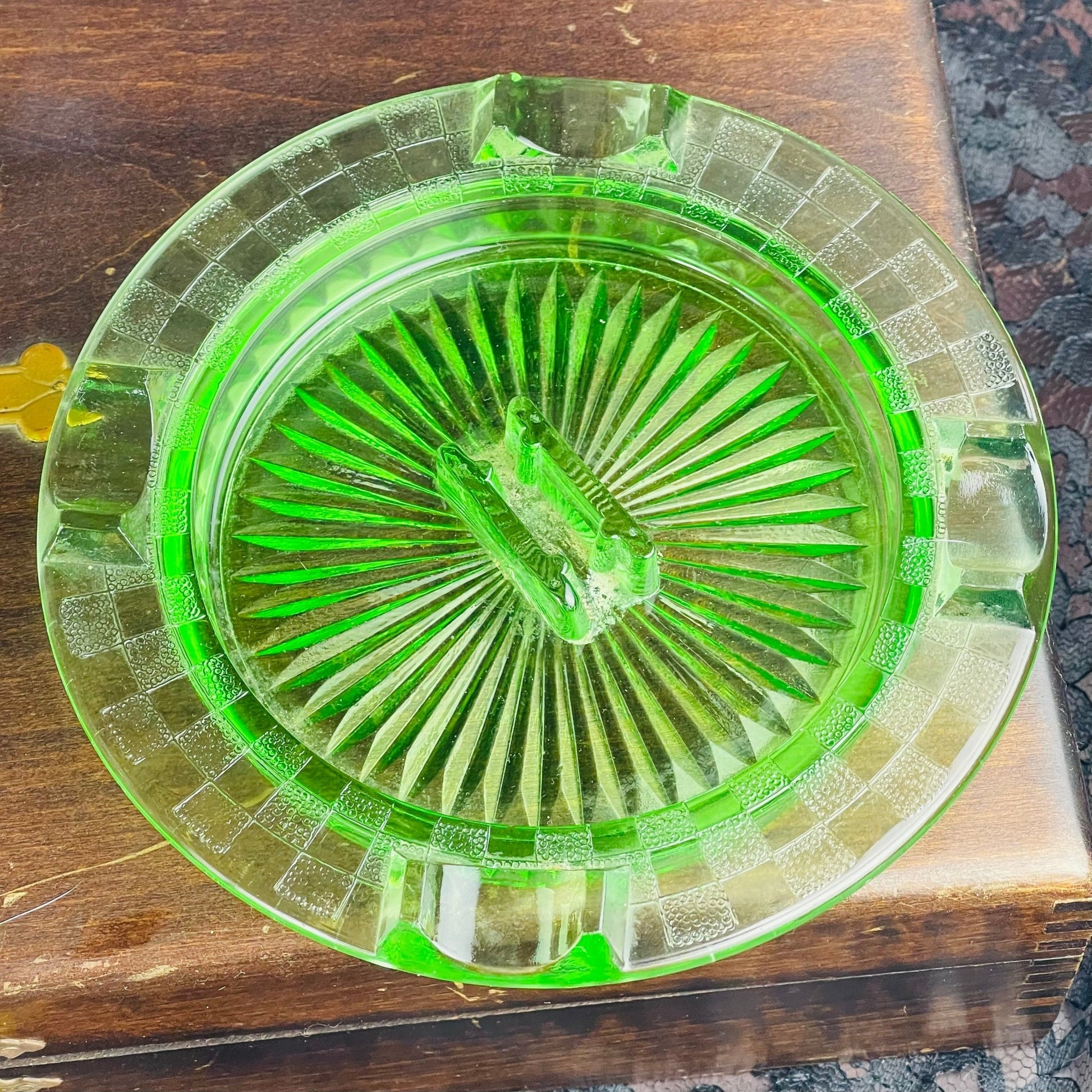 Antique Uranium Glass Ashtray - Loved To Death