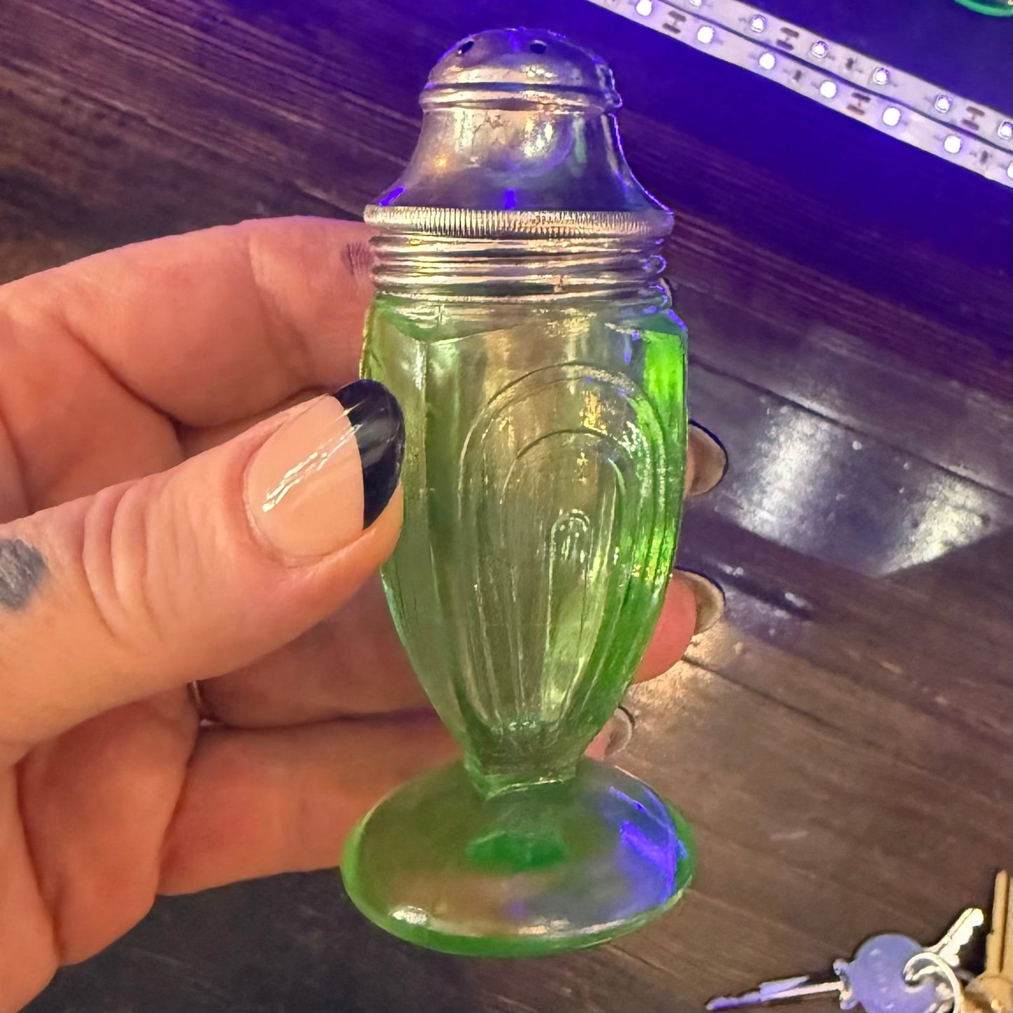 Antique Uranium Glass Salt & Pepper - Loved To Death