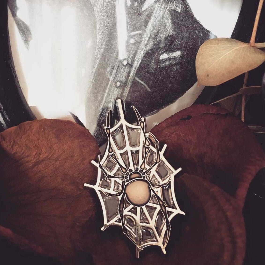 Arachnophobia Spider Web Enamel Pin - Loved To Death