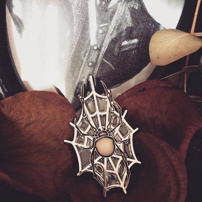 Arachnophobia Spider Web Enamel Pin - Loved To Death