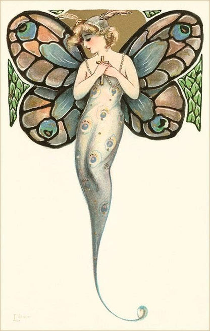 Art Print Butterfly Woman Art Nouveau - Loved To Death