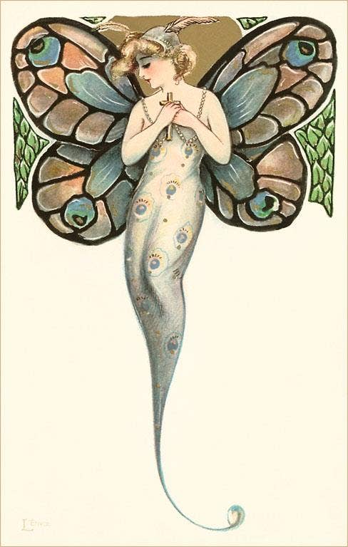 Art Print Butterfly Woman Art Nouveau - Loved To Death