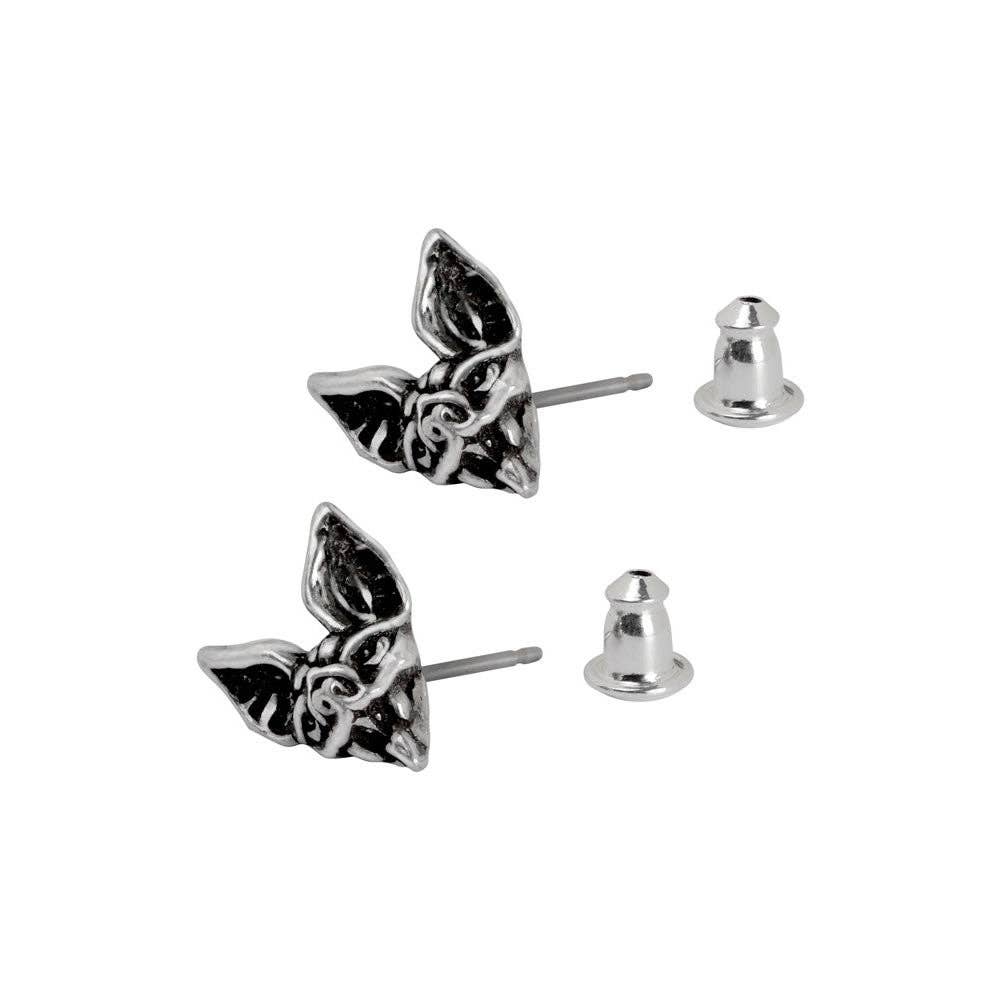 Pewter Bat Stud Earrings