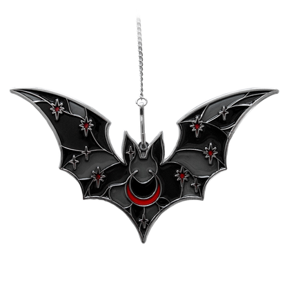 Vampire Bat Suncatcher Ornament in Black & Red