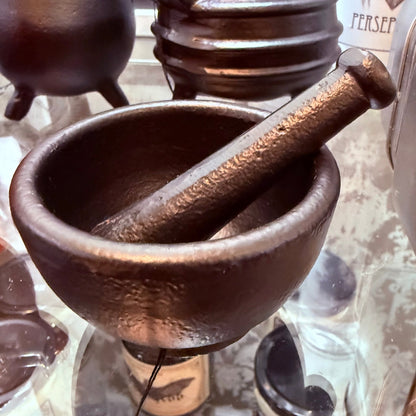 Black Cast Iron Mini Mortar 3" with Pestle - Loved To Death
