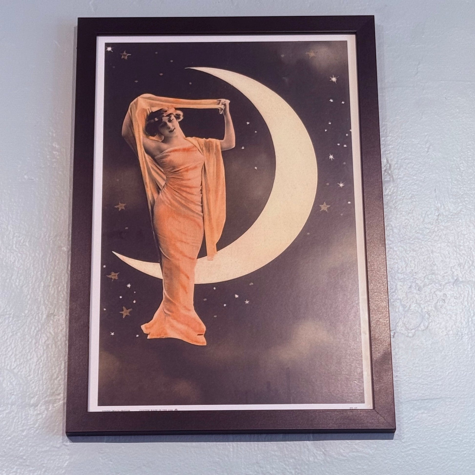 Black Framed Art Print Woman in Front of Moon 12” x 18” - Loved To Death