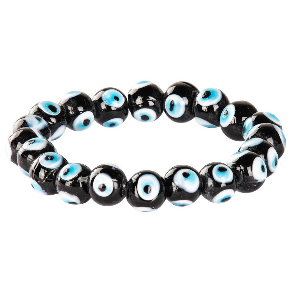BLACK GLASS BEAD EVIL EYE BRACELET - Loved To Death