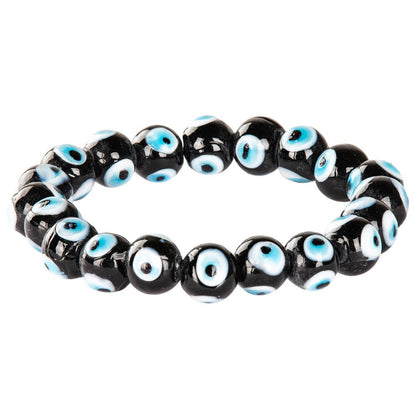 BLACK GLASS BEAD EVIL EYE BRACELET - Loved To Death