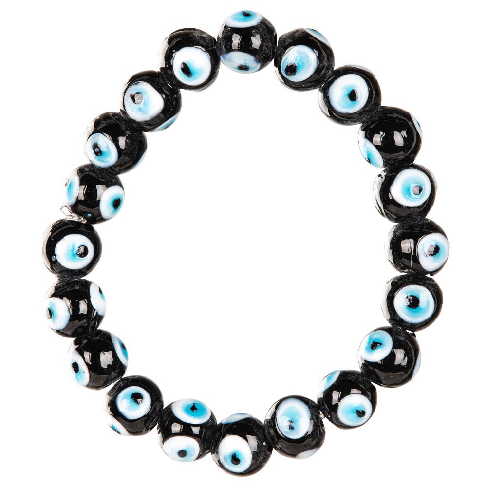 BLACK GLASS BEAD EVIL EYE BRACELET - Loved To Death