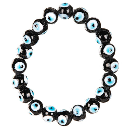 BLACK GLASS BEAD EVIL EYE BRACELET - Loved To Death