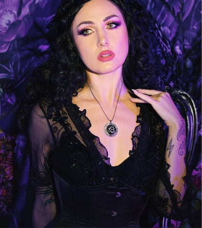Black Septarian Full Moon Sterling Amulet Necklace - Loved To Death