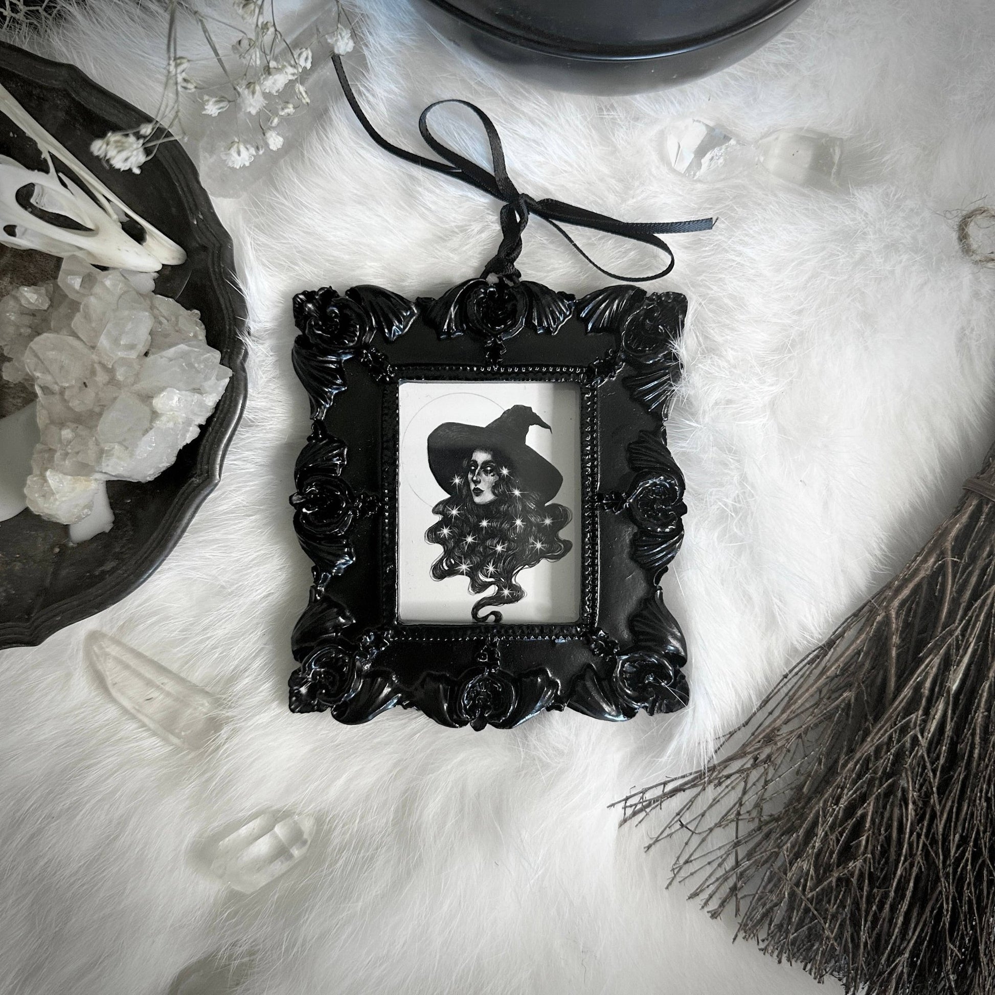 Celestial Witch - Mini Ornate Black Framed Art Print - Loved To Death