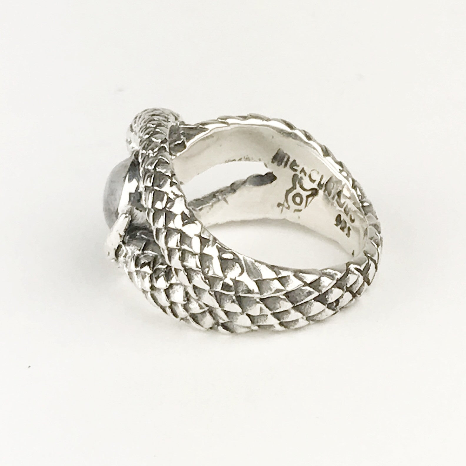 Coiled Snake Blue Kyanite Sterling Ring - Loved To Death