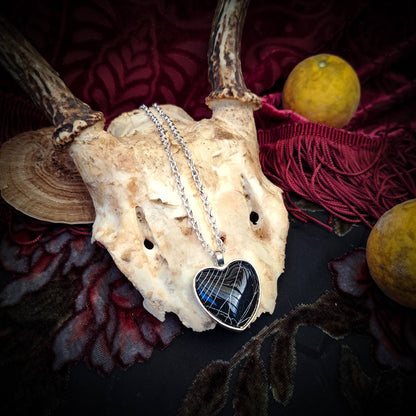 Spiderweb Heart Silvertone Necklace