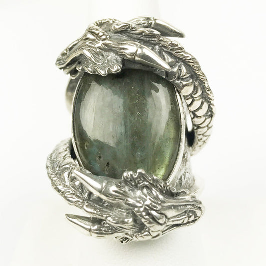 Double Dragon Labradorite Sterling Ring - Loved To Death