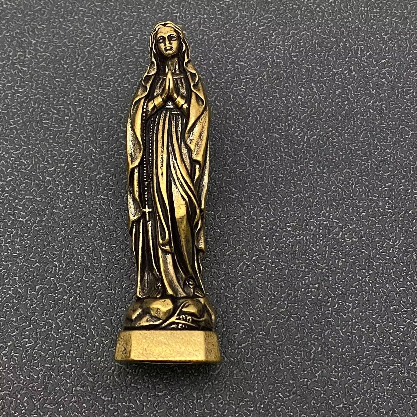 Small Brass Virgin Mary Statue Desktop Decoration
