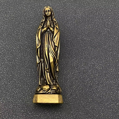 Small Brass Virgin Mary Statue Desktop Decoration