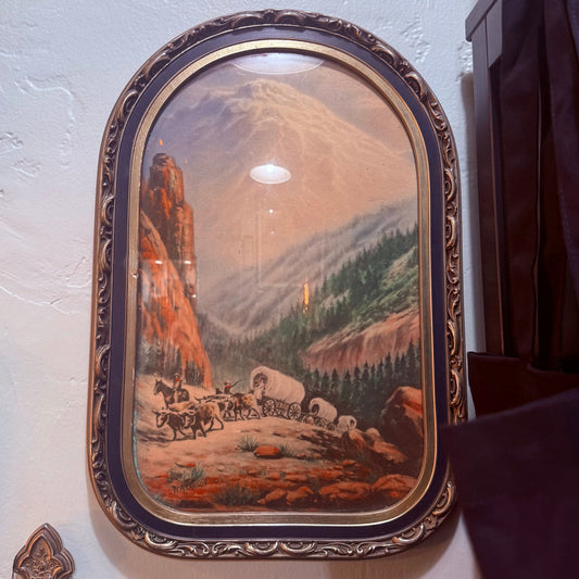 Early 1900's Bubble Glass Framed Covered Wagon Scene William A Carson - Loved To Death