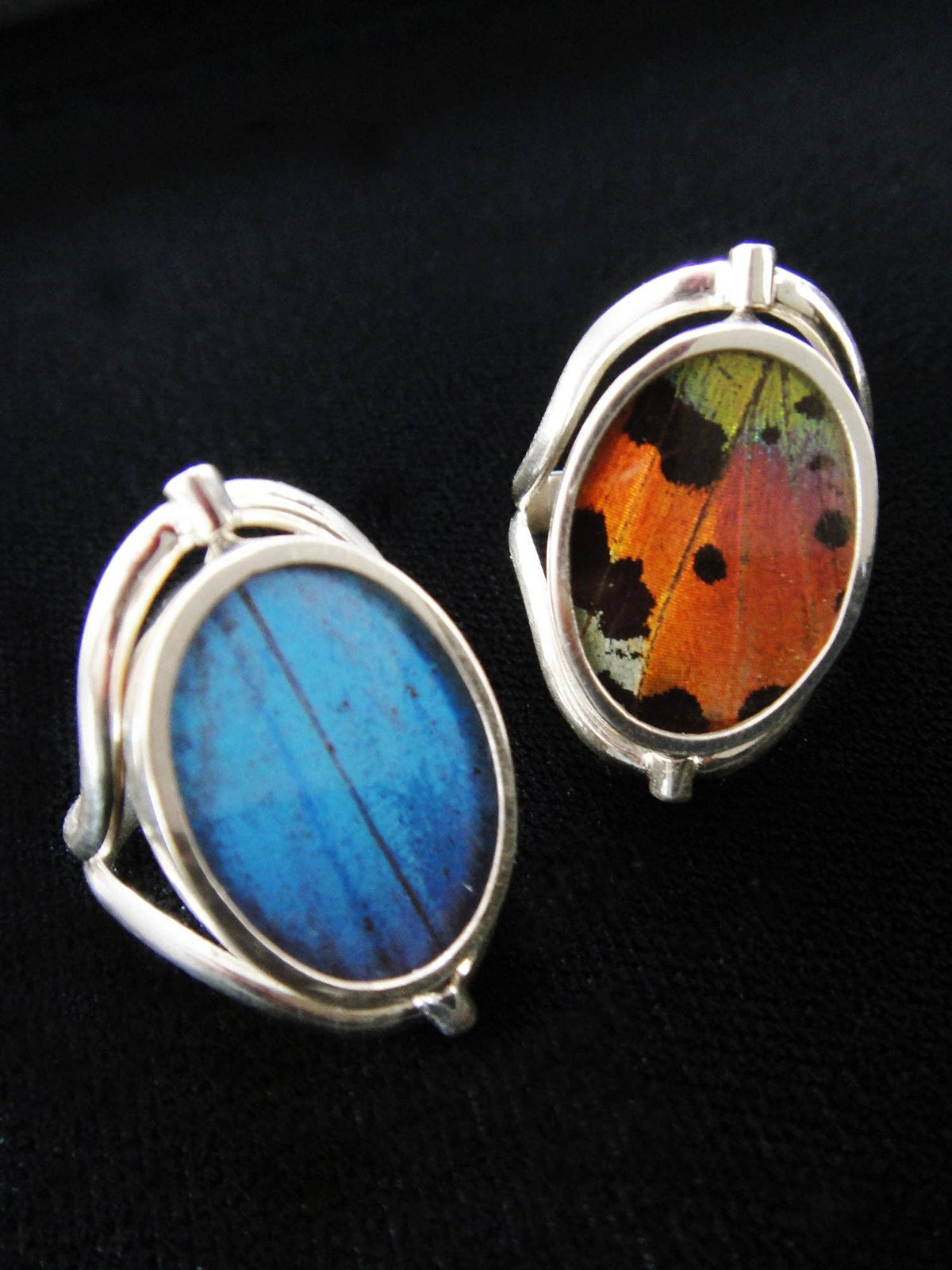 Sterling Reversible Blue Morpho/Sunset Oval Ring (adjustable)