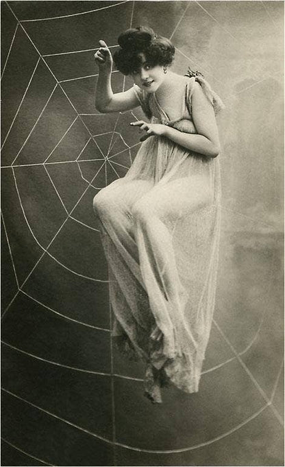 Framed Art Print Diabolical Woman in Spider Web - Loved To Death