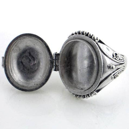 Gothic Oval Poison Ring Sterling Silver & Onyx or Moonstone - Loved To Death