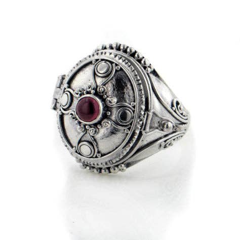 Gothic Oval Poison Ring Sterling Silver & Onyx or Moonstone - Loved To Death