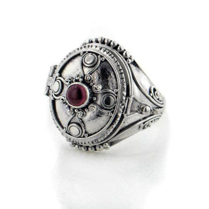 Gothic Oval Poison Ring Sterling Silver & Onyx or Moonstone - Loved To Death
