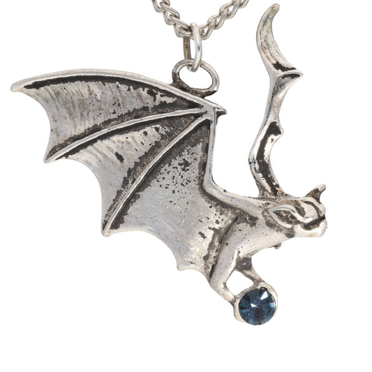 Gothic Vampire Bat Crystal & Pewter Pendant Necklace - Loved To Death