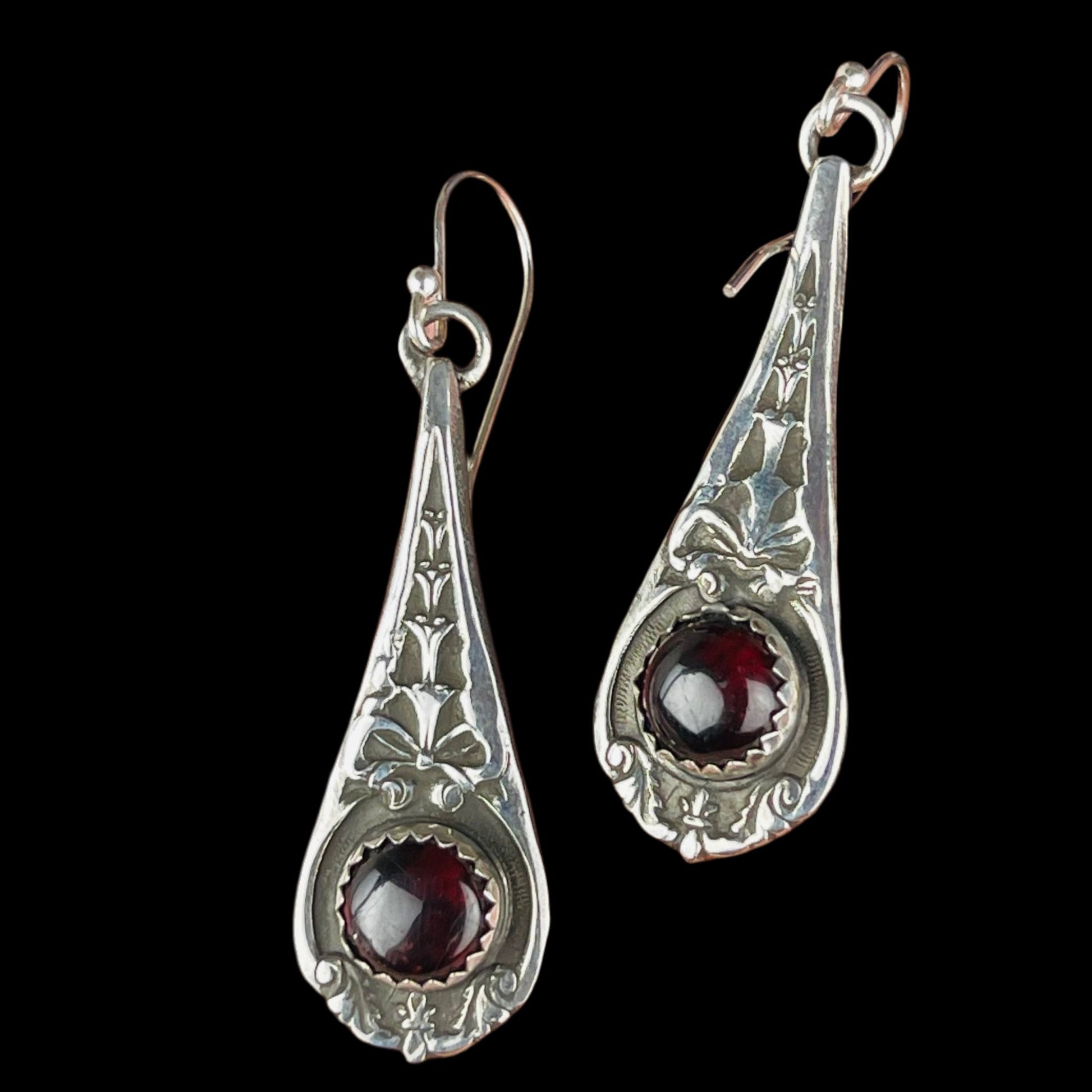 Gothic Victorian Garnet Bow Earrings - Loved To Death