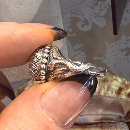 Gothic Victorian Handmade Opal Snakes Ring Sterling - Loved To Death