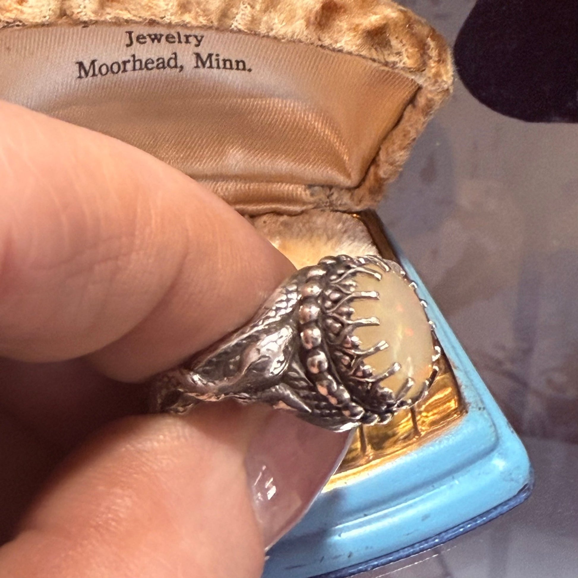 Gothic Victorian Handmade Opal Snakes Ring Sterling - Loved To Death
