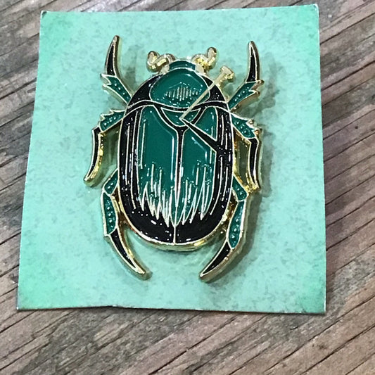 Green Scarab Beetle Enamel Pin - Loved To Death