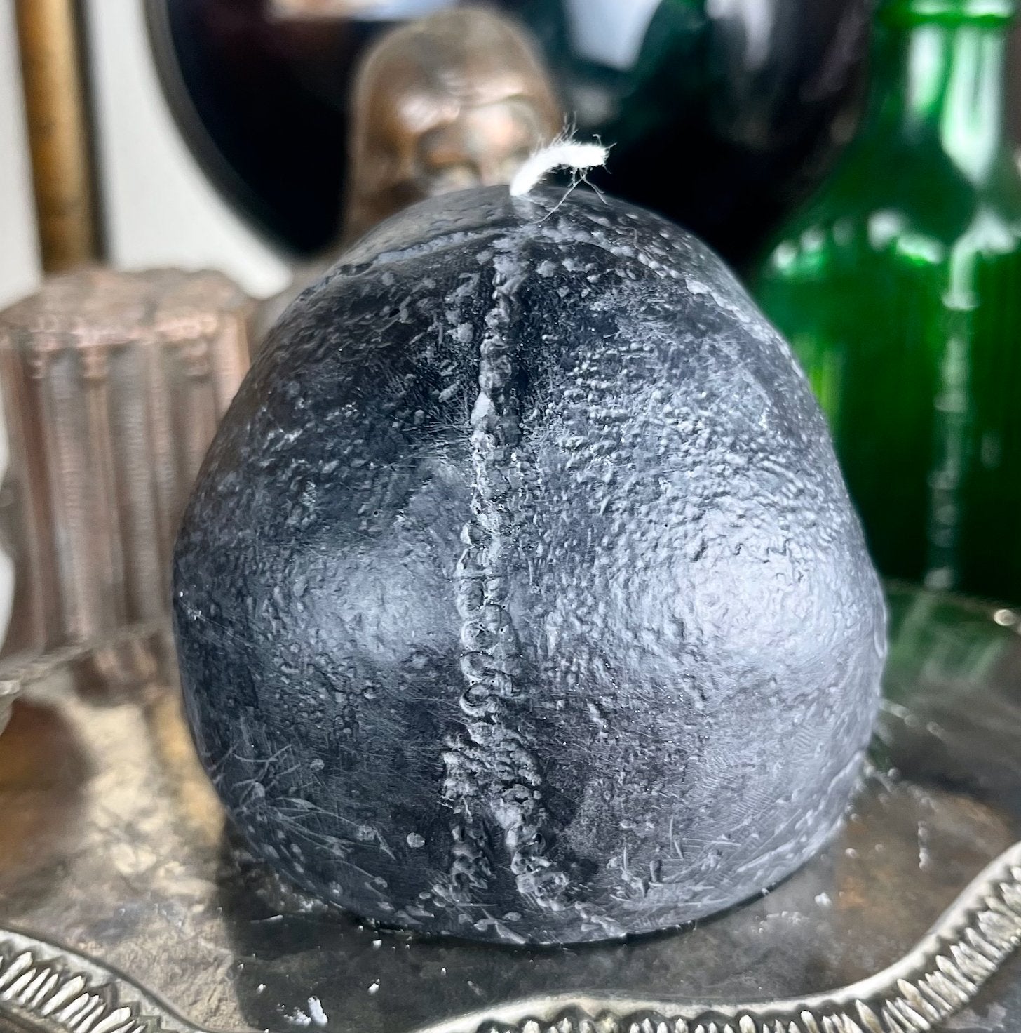 Half Skull Sculptural Black Candle - Loved To Death